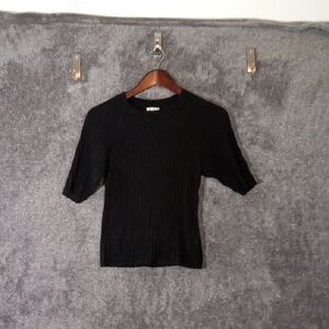 Free Intimately People Ribbed Fitted Top Short Sleeve Viscose Blend Size M